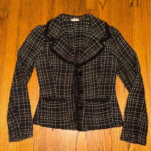 Rubber Ducky Productions Black and White Tweed Vintage Blazer Size Small 🖤🤍